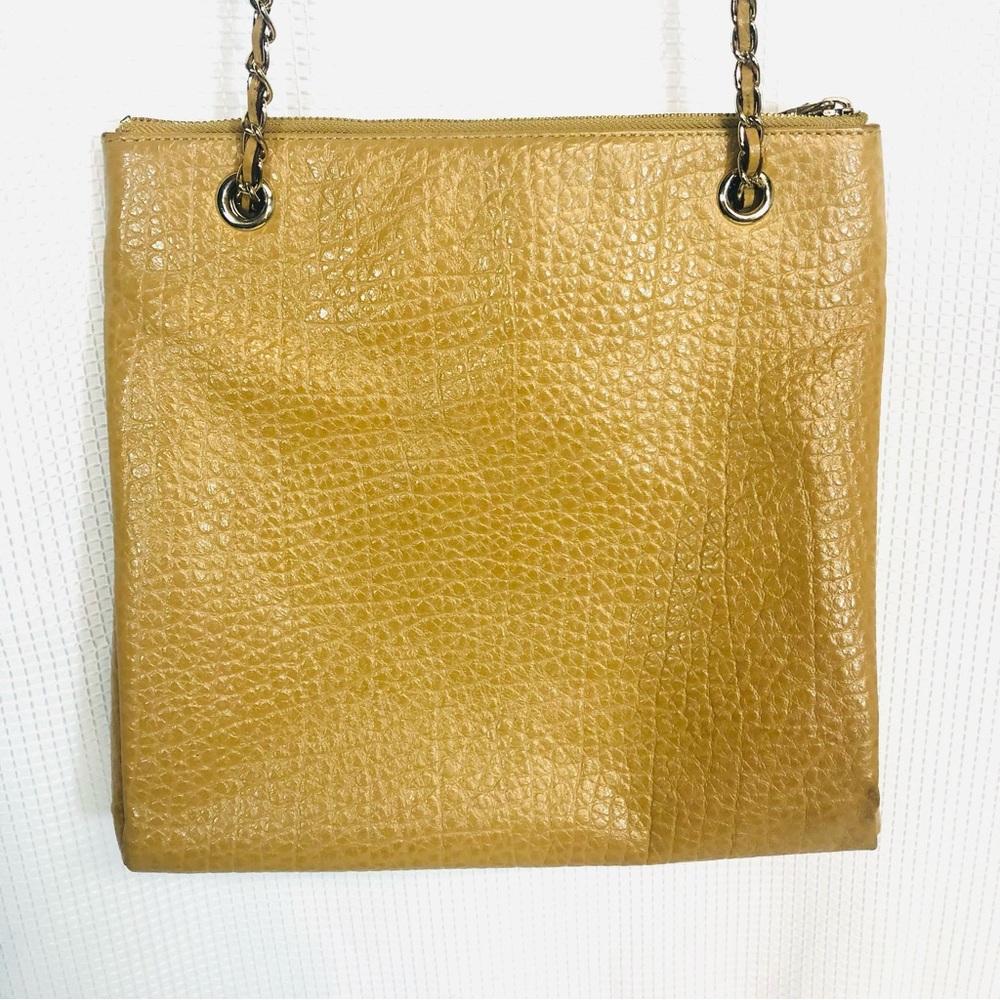 DKNY Golden Tan Leather Tote Shoulder Bag with Chain Strap - Picture 5 of 14